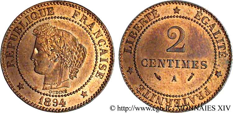 2 centimes Cérès 1894 Paris F.109/20 VZ 