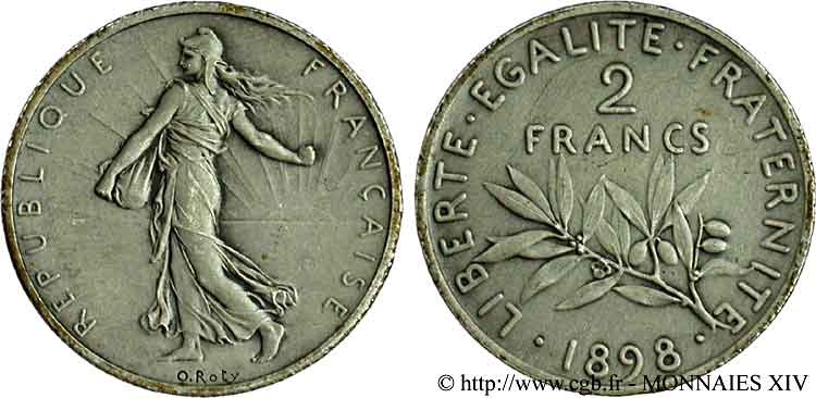 2 francs Semeuse, flan mat 1898 Paris F.266/2 MS 