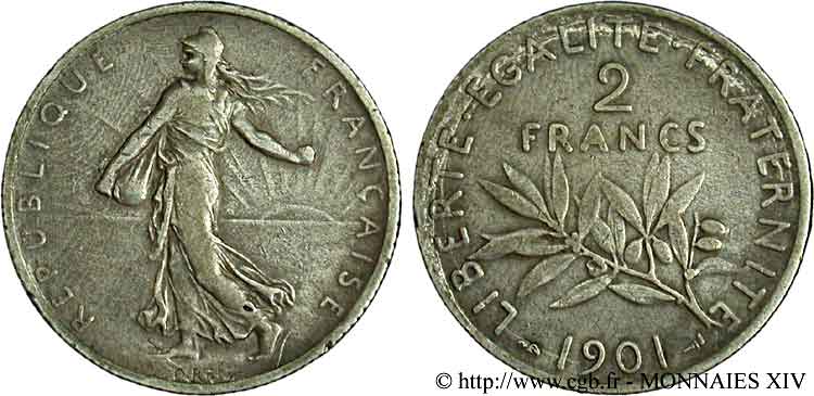 2 francs Semeuse 1901 Paris F.266/6 MB 