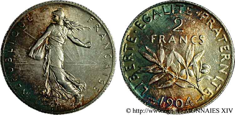 2 francs Semeuse 1904 Paris F.266/8 VZ 