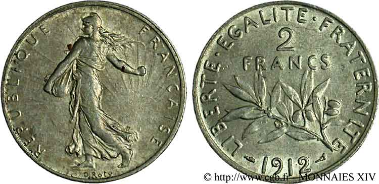 2 francs Semeuse 1912 Paris F.266/13 MBC 