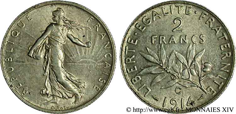 2 francs Semeuse 1914 Castelsarrasin F.266/16 XF 