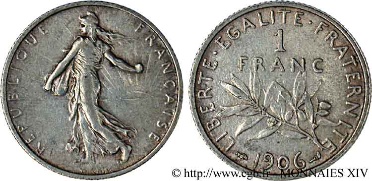 1 franc Semeuse 1906  F.217/11 MBC 