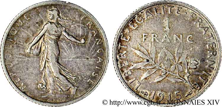 1 franc Semeuse, frappe médaille 1915  F.217/21 XF 