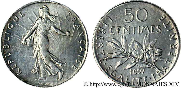 50 centimes Semeuse 1897 Paris F.190/1 VZ 