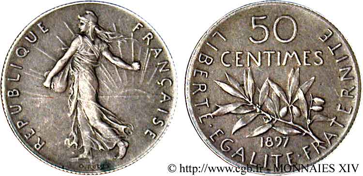 50 centimes Semeuse, flan mat 1897 Paris F.190/2 SPL 