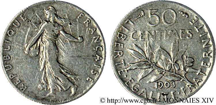 50 centimes Semeuse 1903 Paris F.190/10 BC 