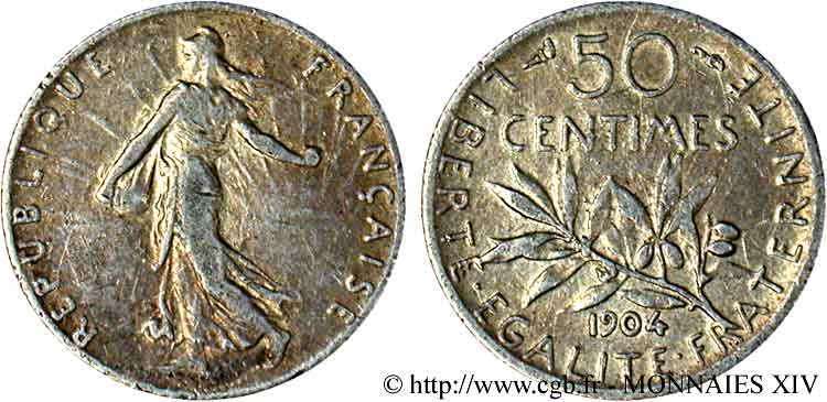 50 centimes Semeuse 1904 Paris F.190/11 MB 