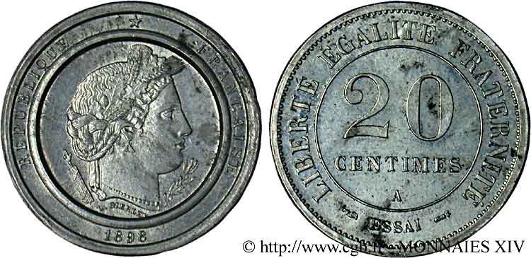 Essai de 20 centimes Merley 1898 Paris VG.4342  var. EBC 