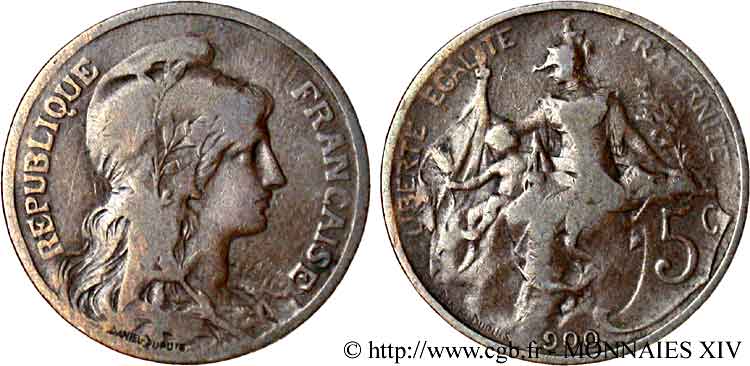 5 centimes Daniel-Dupuis, 1900 au millésime 900 1900  F.119/9 var. VG 