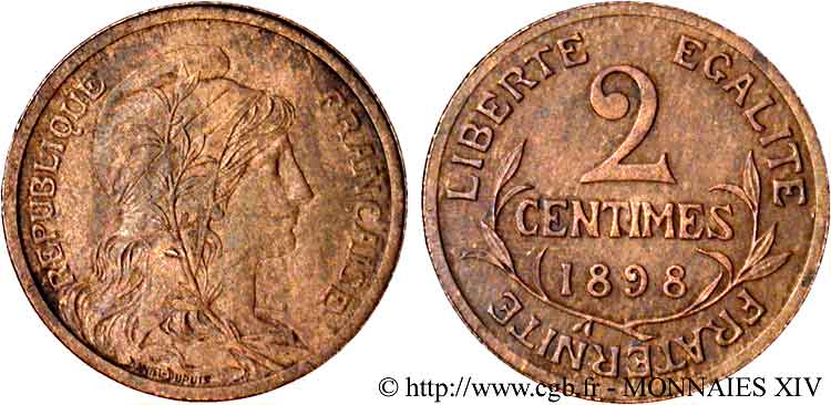 2 centimes Dupuis, flan mat 1898  F.110/2 EBC 