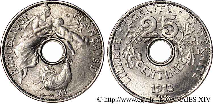 Essai de 25 centimes Coudray, grand module 1913  VG.4751  VZ 