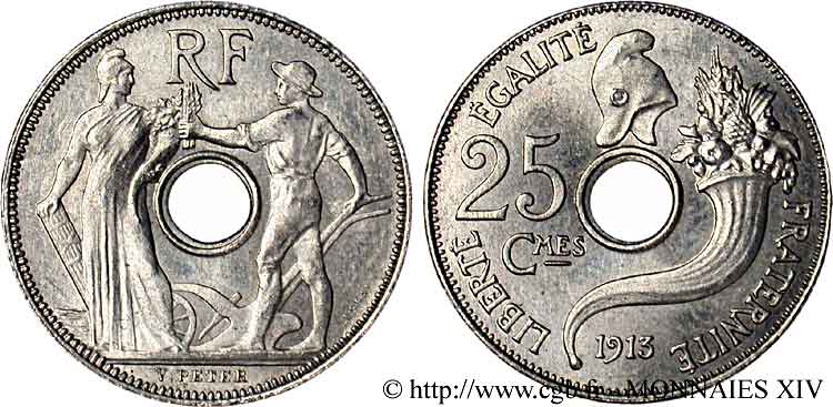 Essai de 25 centimes de Peter, grand module 1913  VG.4758  fST 