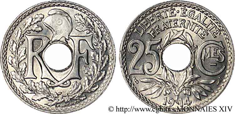 25 centimes Lindauer, Cmes souligné 1914  F.170/2 SPL 