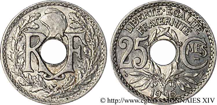 25 centimes Lindauer, Cmes souligné 1915  F.170/3 BB 