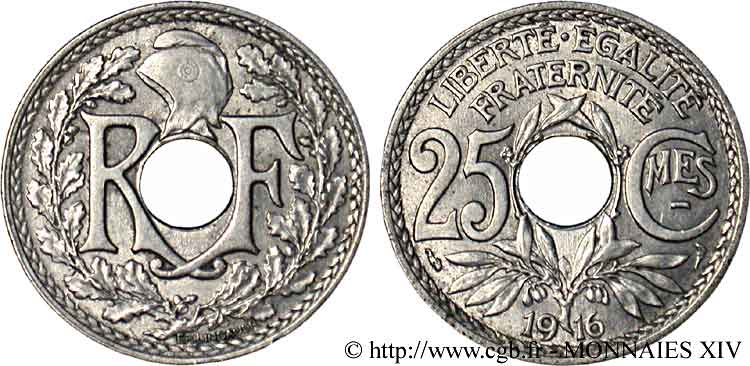 25 centimes Lindauer, Cmes souligné 1916  F.170/4 MBC 