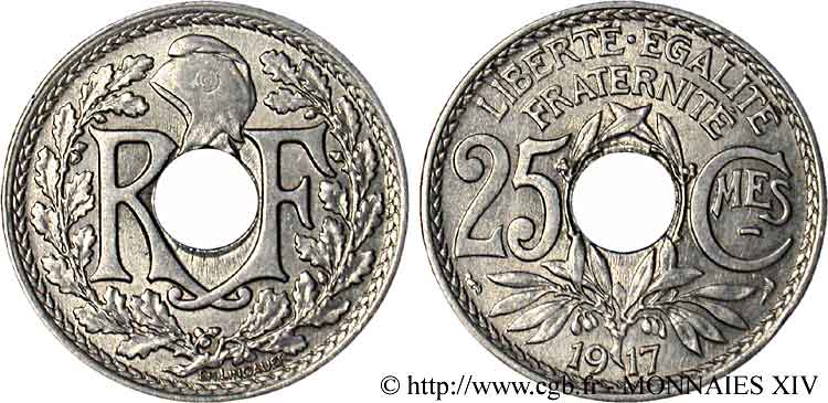 25 centimes Lindauer, Cmes souligné 1917  F.170/5 TTB 