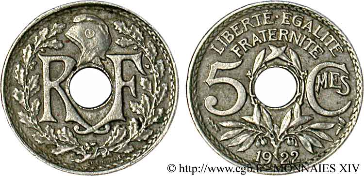 5 centimes Lindauer, petit module 1922 Poissy F.122/5 SS 