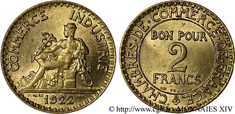 2 francs Chambres de Commerce 1922 Paris F.267/4 SPL 