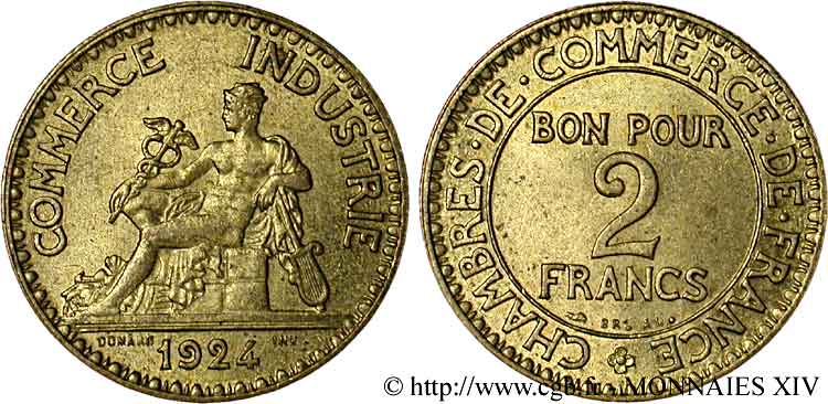 2 francs Chambres de Commerce 1924 Paris F.267/6 v14_1152 Modern coins