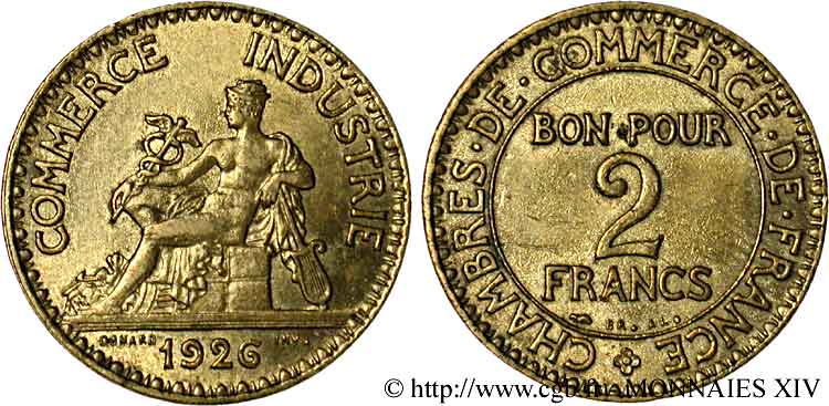 2 francs Chambres de Commerce 1926 Paris F.267/8 AU 