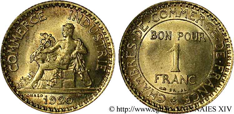 1 franc Chambres de Commerce 1920 Paris F.218/2 EBC 