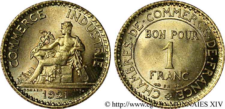 1 franc Chambres de Commerce 1921 Paris F.218/3 FDC 