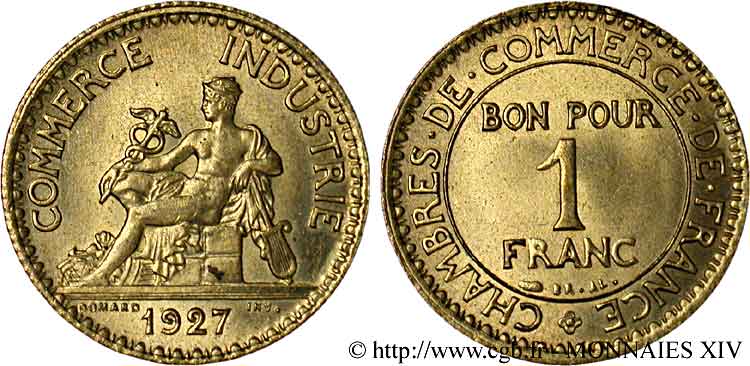 1 franc Chambres de Commerce 1927 Paris F.218/9 SUP 