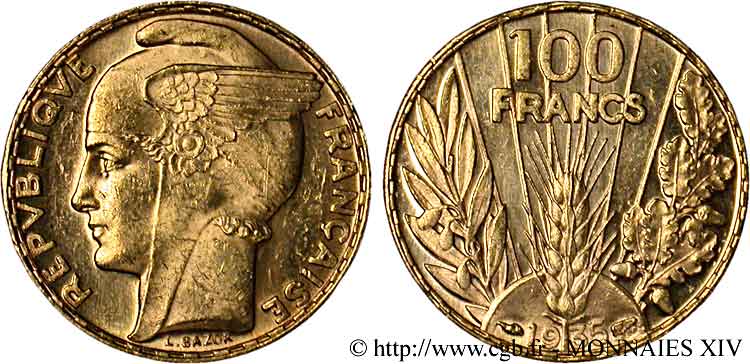 100 francs or, Bazor 1935 Paris F.554/6 AU 