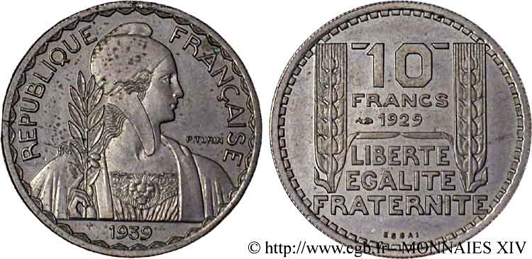 Essai de 10 francs Turin, moyen module n.d.  Maz.2606 d AU 