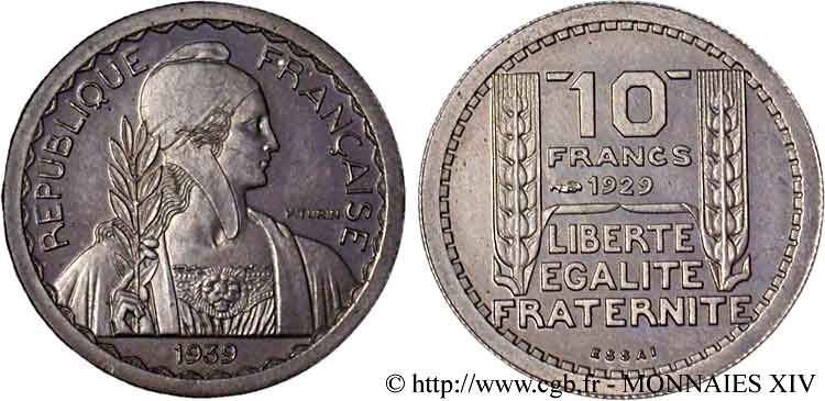 Essai de 10 francs Turin, petit module n.d.  Maz.2606 e MS 