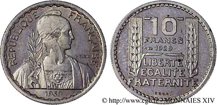 Essai de 10 francs Turin, petit module n.d.  Maz.2606 e AU 