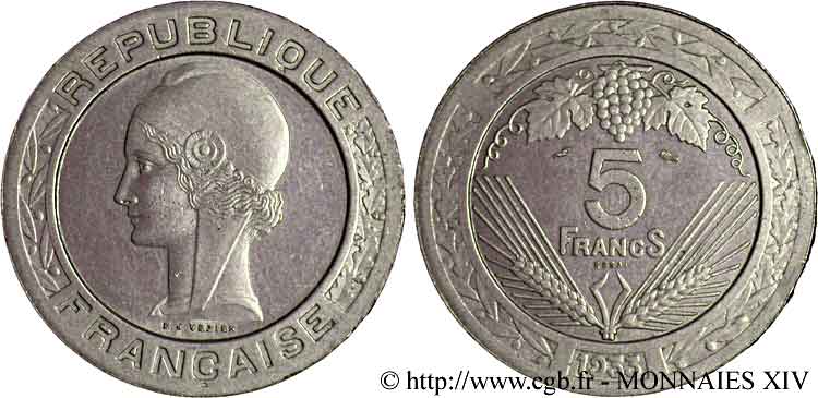 Concours de 5 francs, essai de Vézien 1933  VG.5360   AU 