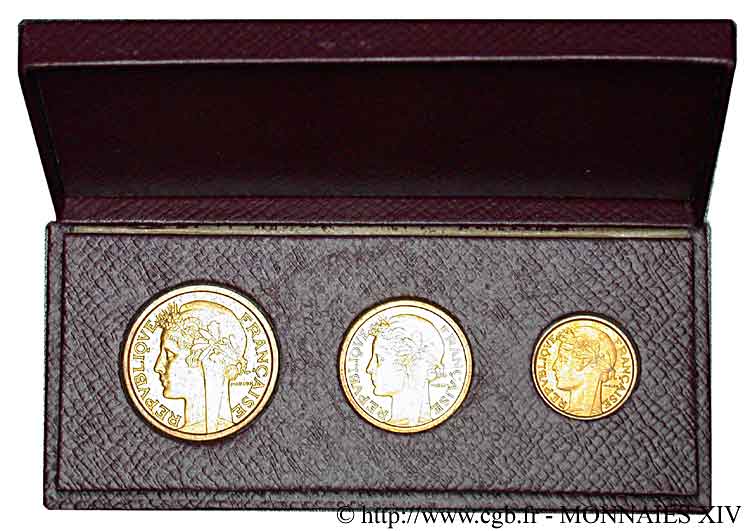 Boîte des essais de 50 centimes, 1 et 2 francs de Morlon 1931   MS 