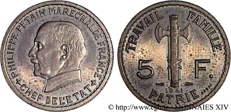 Essai de 5 francs Pétain 1941 Paris Maz.2661  EBC 