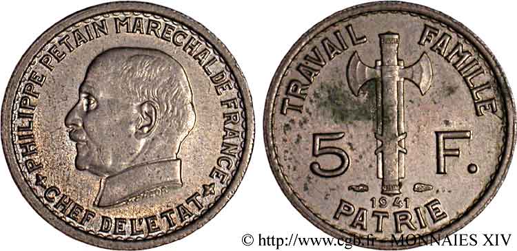 5 francs Pétain 1941 Paris F.338/2 VZ 