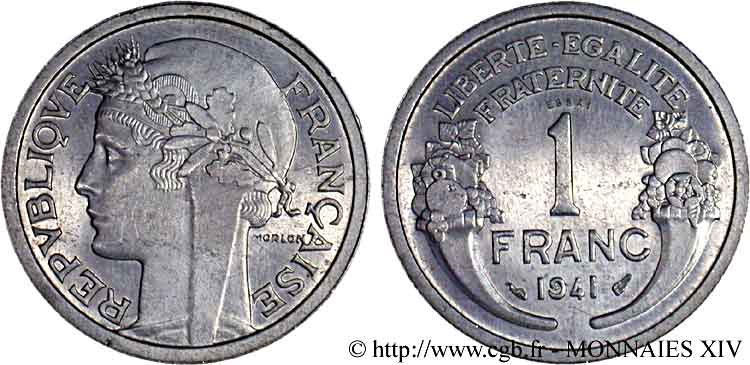 Essai en aluminium de 1 franc Morlon 1941  F.221/1 SPL 