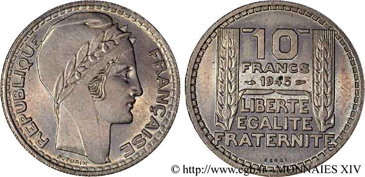 Essai de 10 francs Turin, grosse tête 1945 Paris F.361/1 fST 