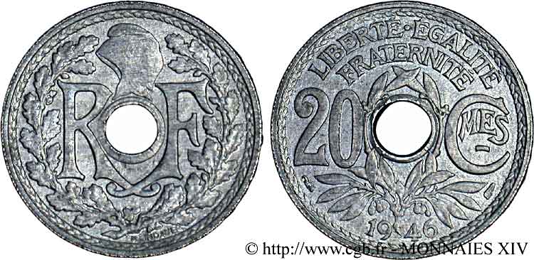 20 centimes Lindauer Zinc 1946 Paris F.155/5 SPL 
