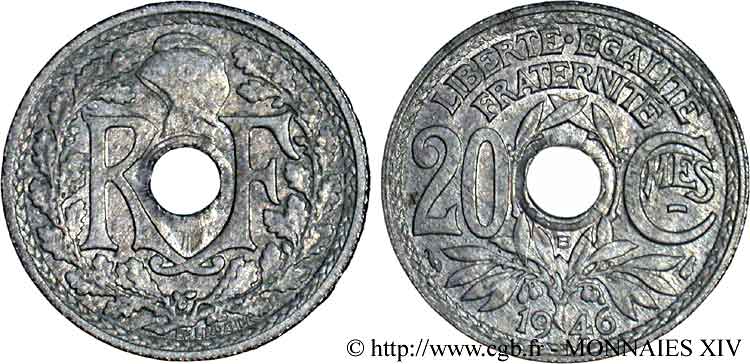 20 centimes Lindauer Zinc 1946 Beaumont-le-Roger F.155/6 SPL 