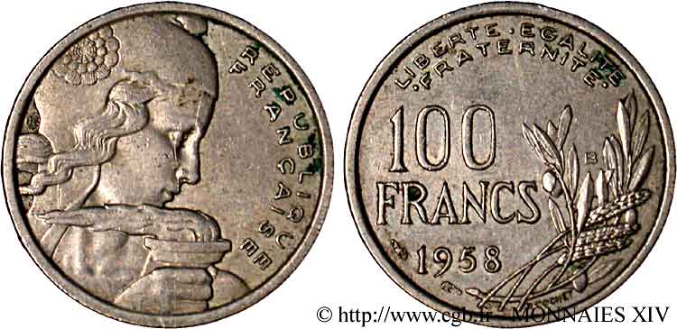 100 francs Cochet 1958 Beaumont-le-Roger F.450/14 TTB 