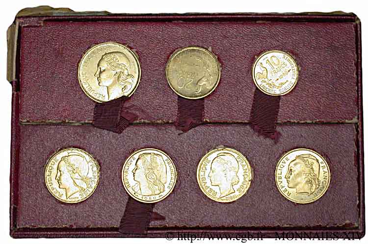Concours monétaire de 1950, boîte des 7 essais 1950   MS 