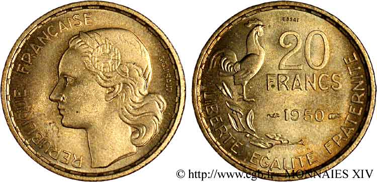 Essai de 20 francs Guiraud 1950  F.402/1 MS 