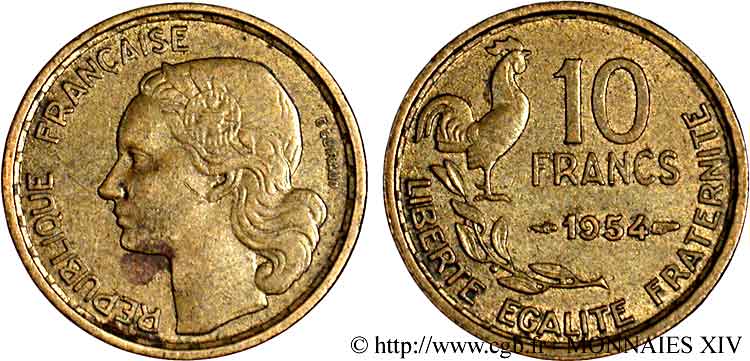 10 francs Guiraud 1954  F.363/10 TTB 