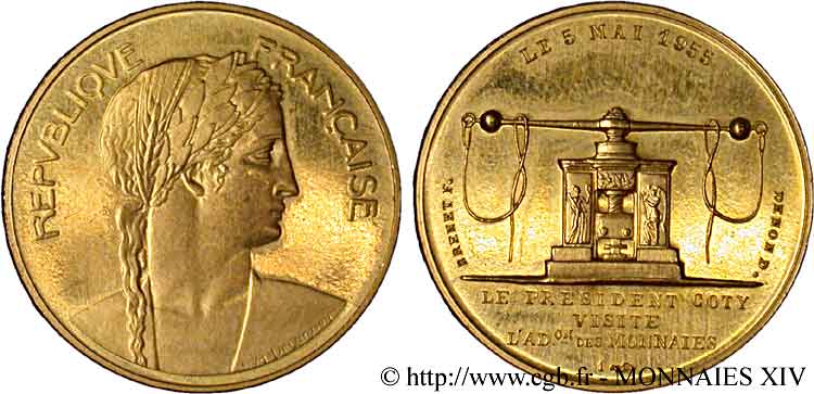 QUATRIÈME RÉPUBLIQUE Médaille de visite à la Monnaie de Paris SUP