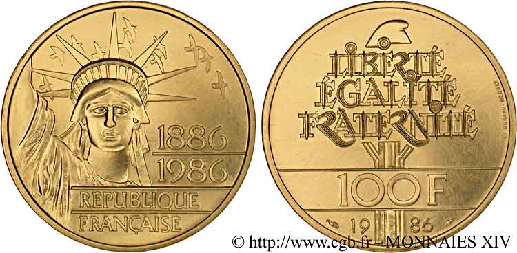 100 francs or statue de la Liberté 1986 Paris F.1602 3 MS 
