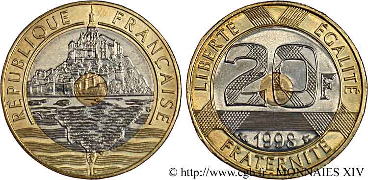 20 francs Mont Saint-Michel BU (Brillant Universel) 1998 Pessac F.403/14 MS 