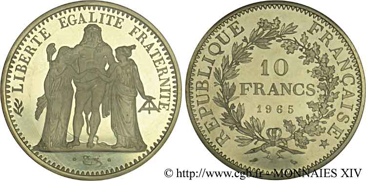 Piéfort de 10 francs Hercule 1965  F.813/ P MS 