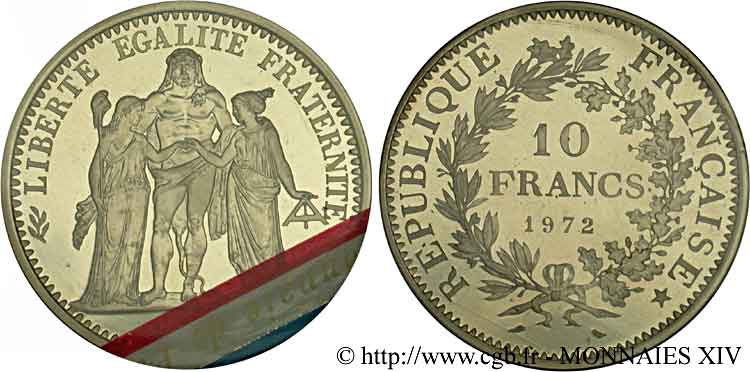 Essai - piéfort de 10 francs Hercule 1972  F.364/11P ST 