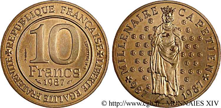 Essai de 10 francs millénaire capétien 1987  F.371/1 SC 